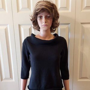 Rafaella Black 3/4 Sleeve with Cowl Neck Slits on each Side Sweater Size  M